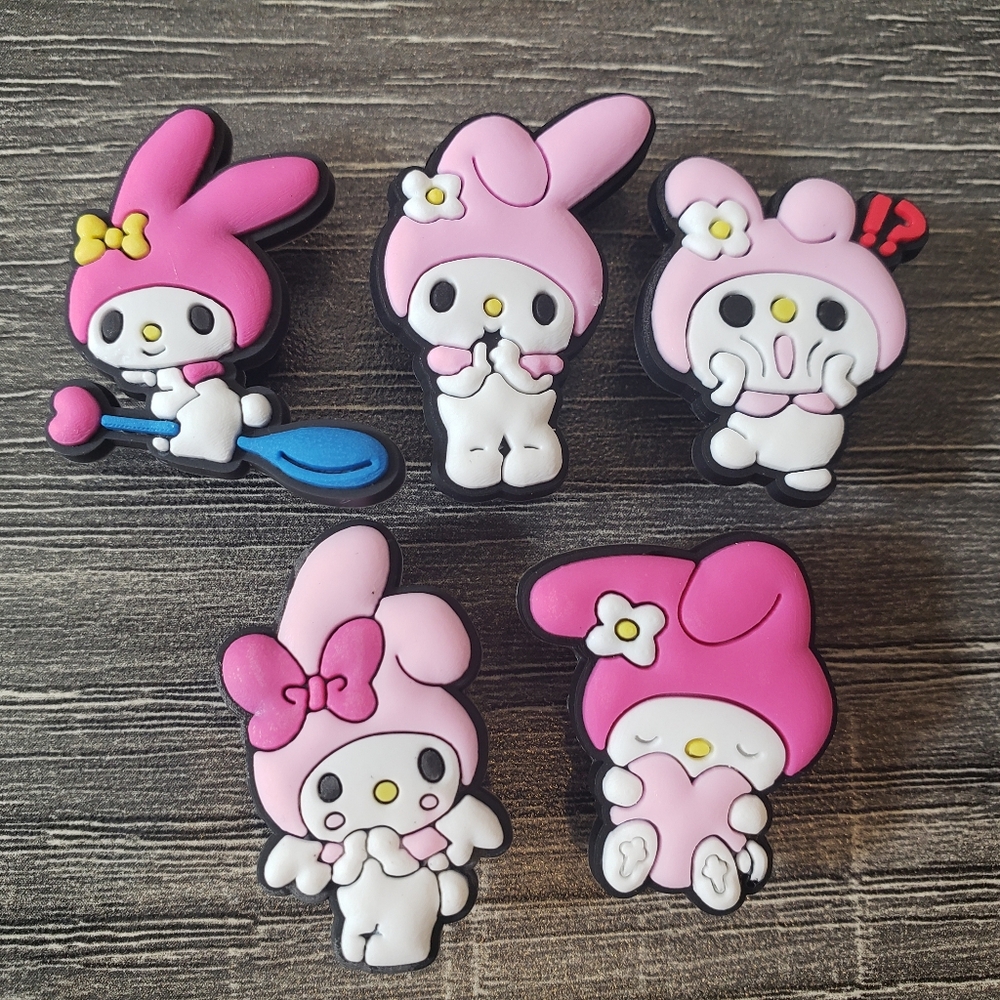 5 x New Croc Charms / Jibbitz, My Melody style